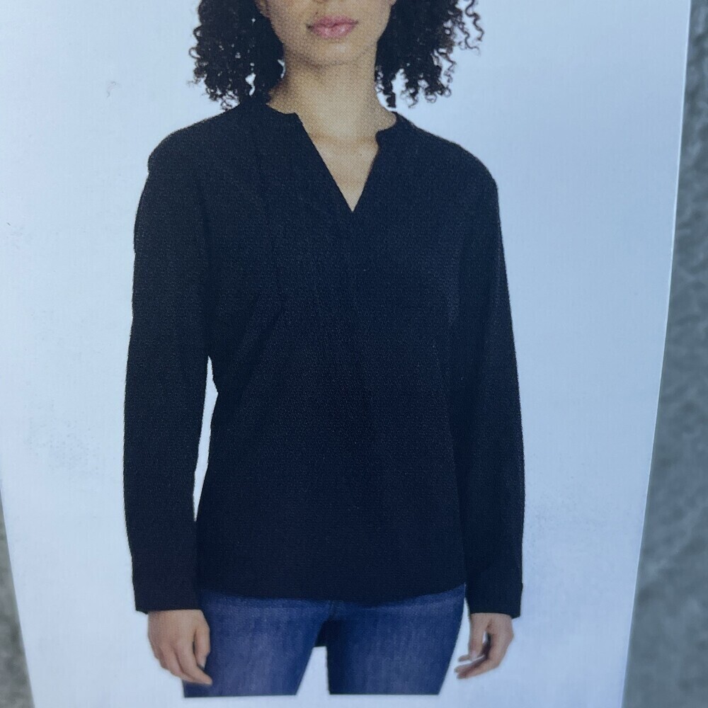 REV Women's XXL Blouse Black Long Sleeve Polyester Blend H0139